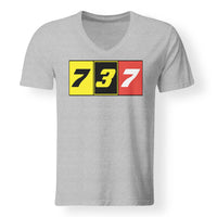 Thumbnail for Flat Colourful 737 Designed V-Neck T-Shirts