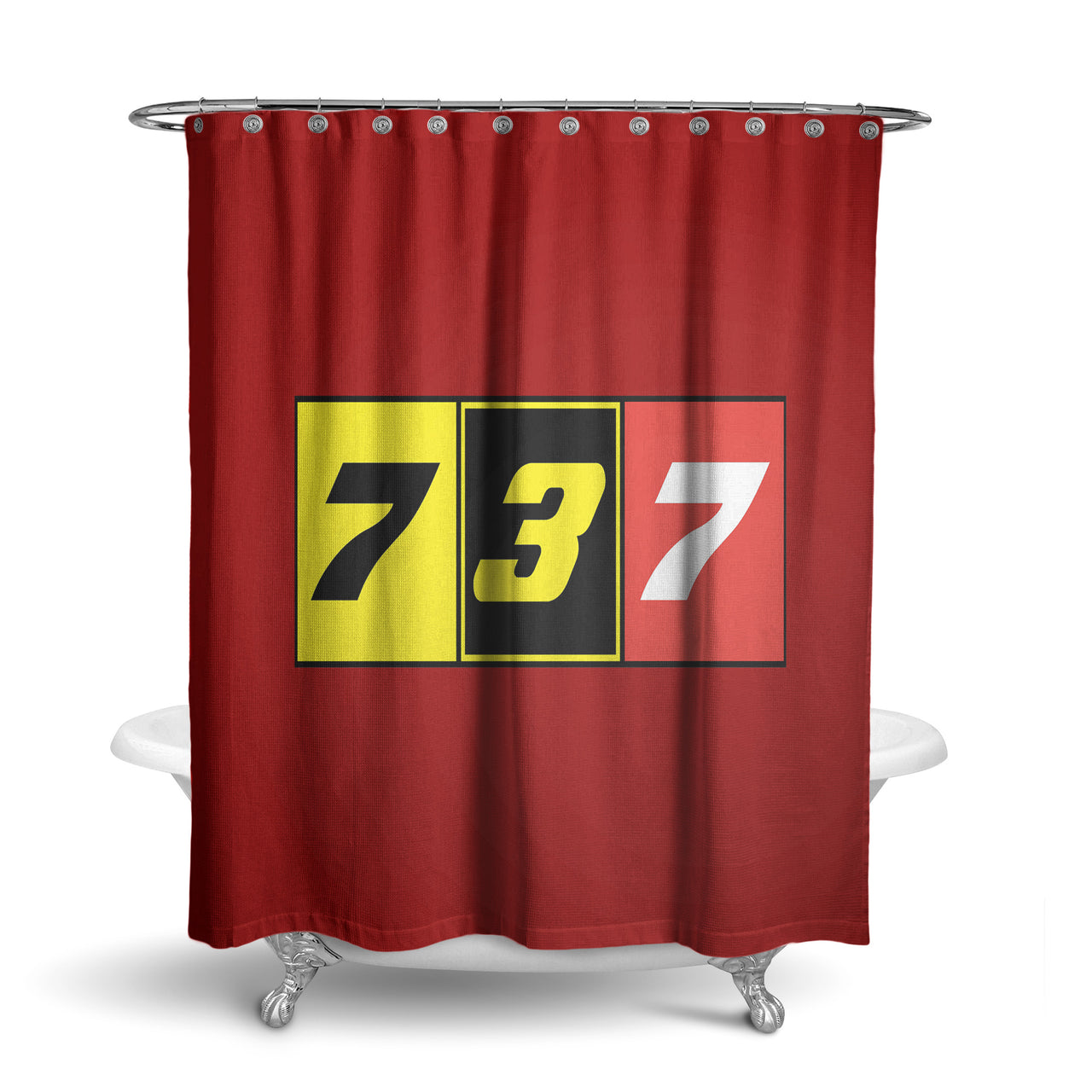 Flat Colourful 737 Designed Shower Curtains