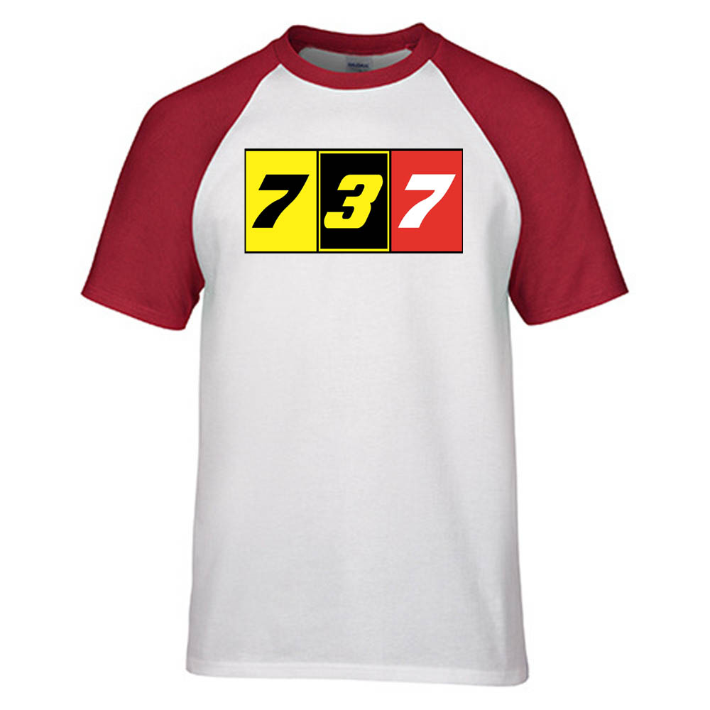 Flat Colourful 737 Designed Raglan T-Shirts