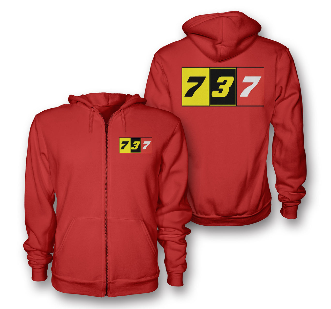 Flat Colourful 737 Designed Zipped Hoodies