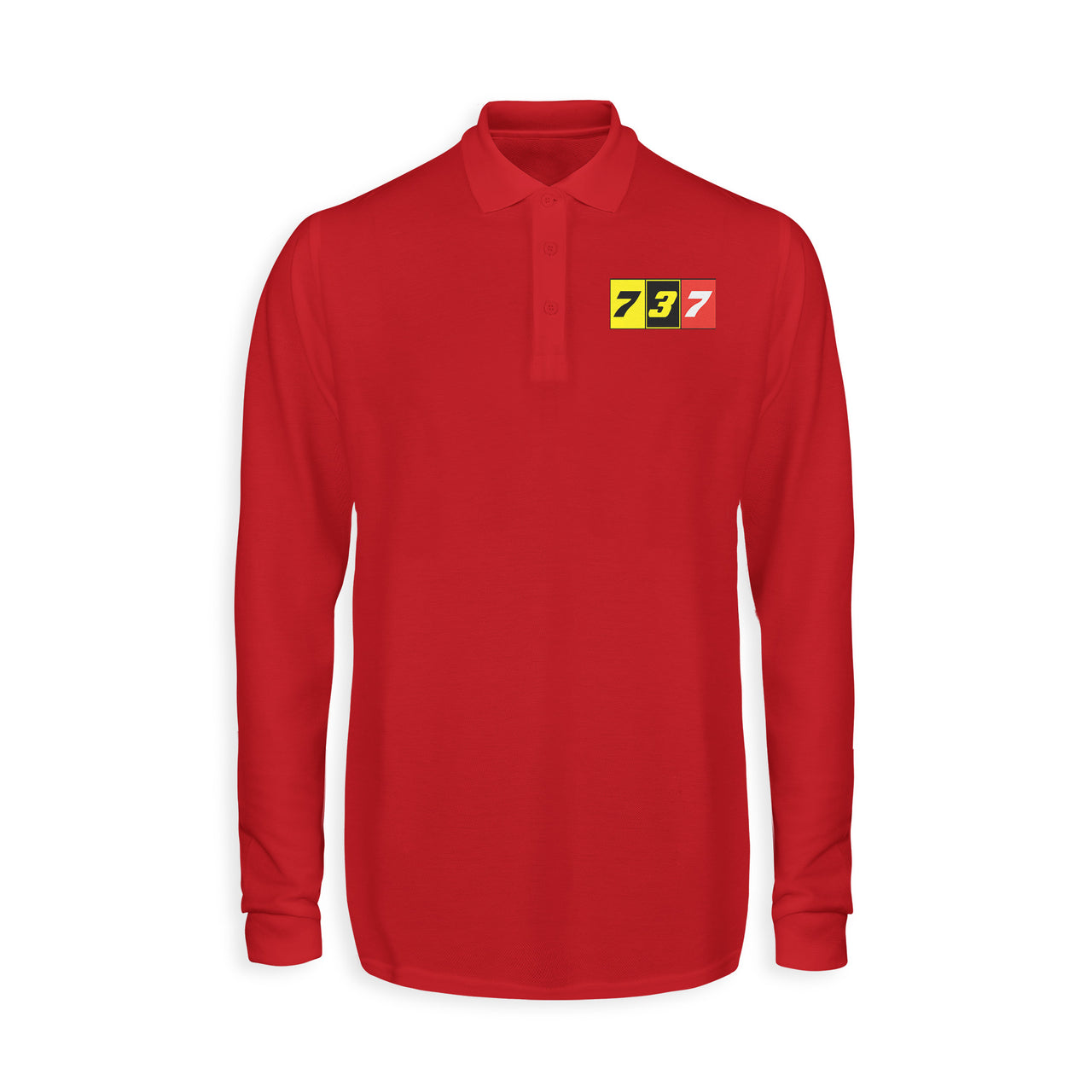 Flat Colourful 737 Designed Long Sleeve Polo T-Shirts