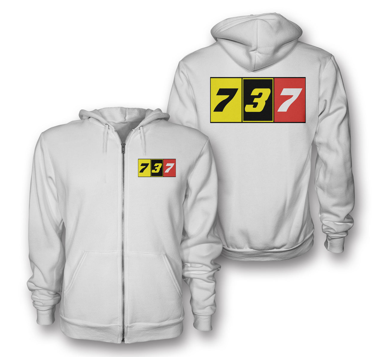 Flat Colourful 737 Designed Zipped Hoodies