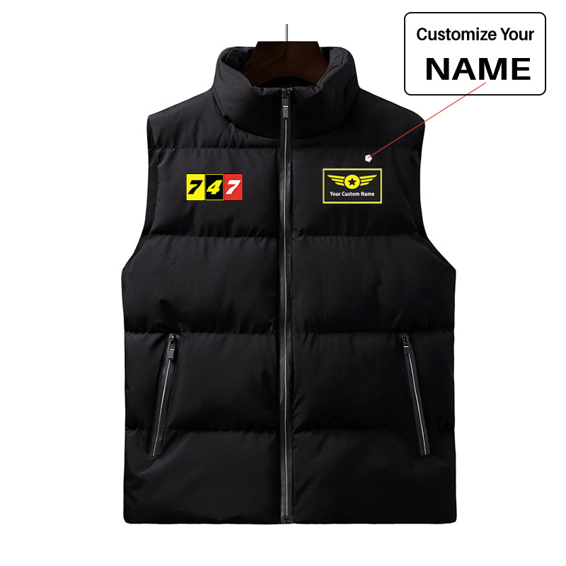 Flat Colourful 747 Designed Puffy Vests