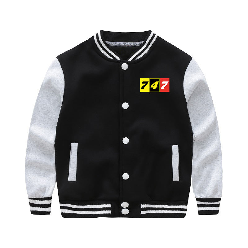 Flat Colourful 747 Designed "CHILDREN" Baseball Jackets