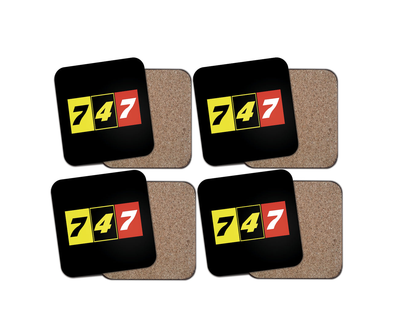 Flat Colourful 747 Designed Coasters