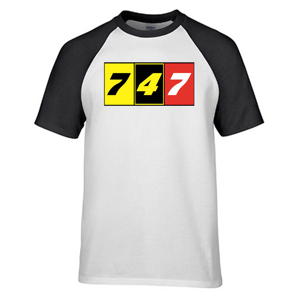 Flat Colourful 747 Designed Raglan T-Shirts