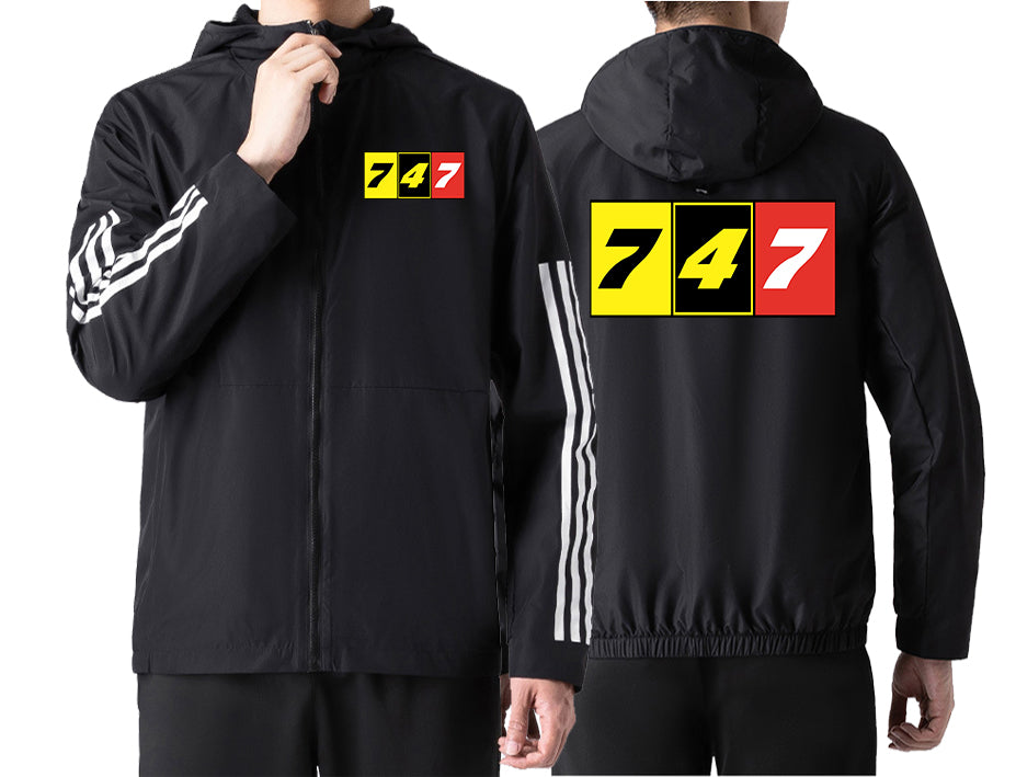 Flat Colourful 747 Designed Windbreaker Jackets