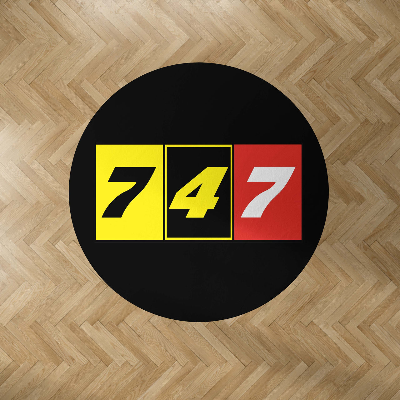 Flat Colourful 747 Designed Carpet & Floor Mats (Round)