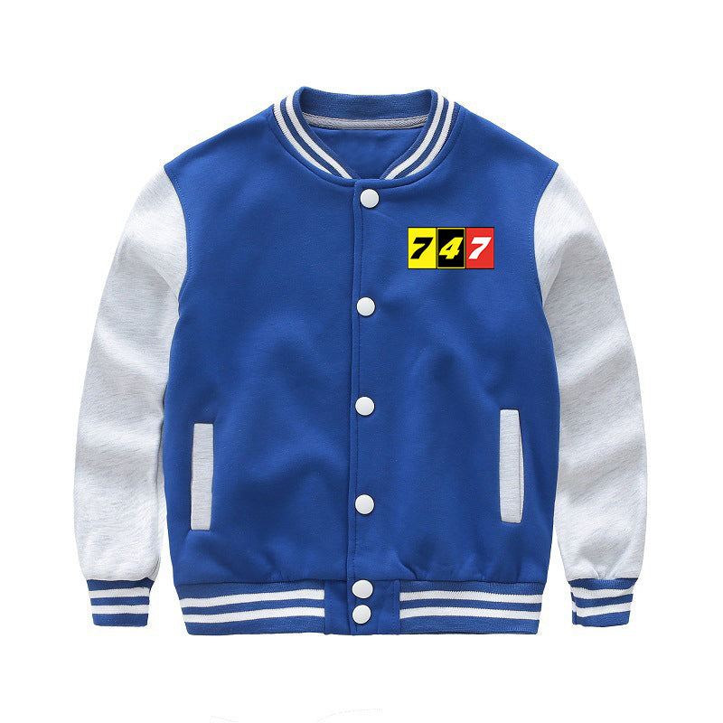 Flat Colourful 747 Designed "CHILDREN" Baseball Jackets