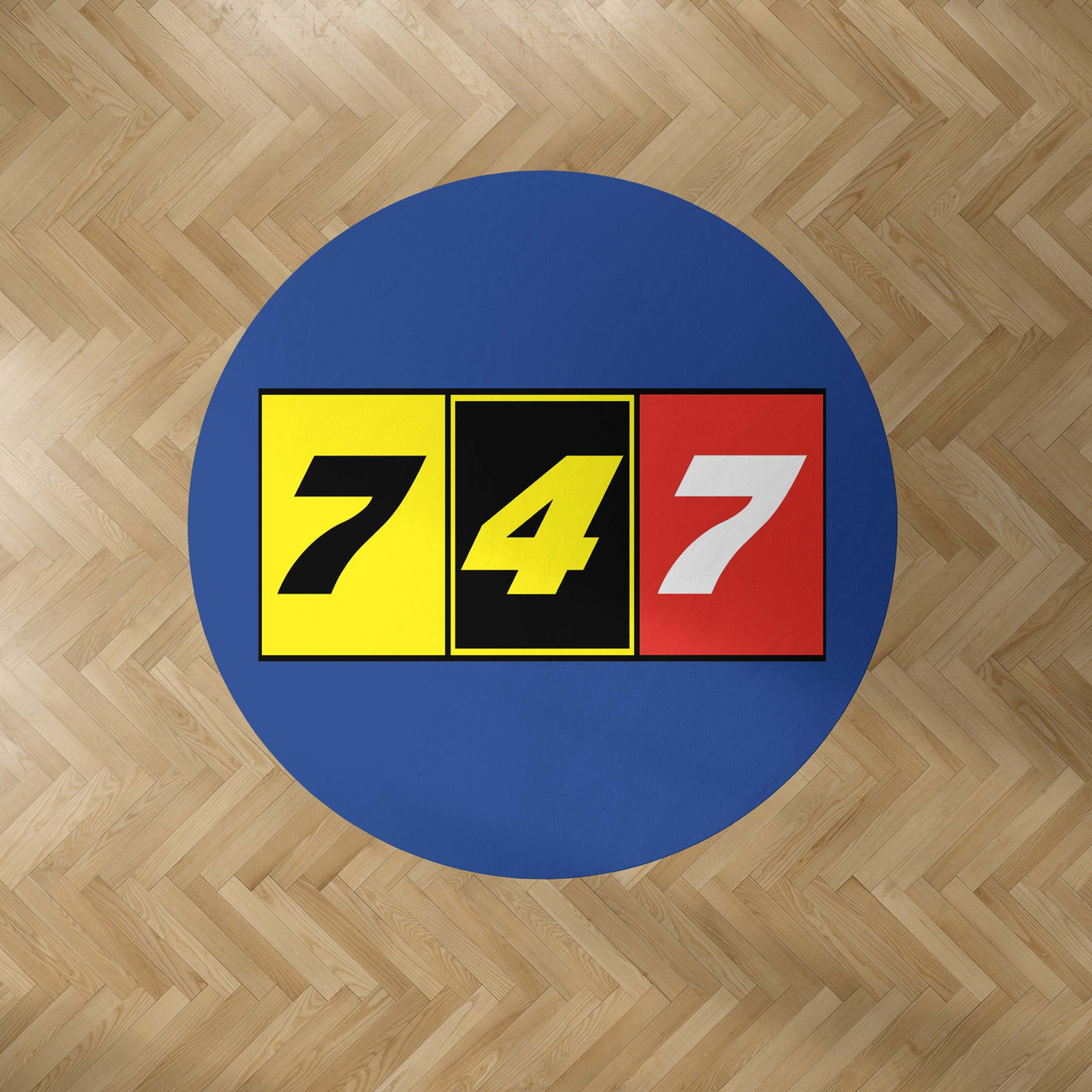 Flat Colourful 747 Designed Carpet & Floor Mats (Round)