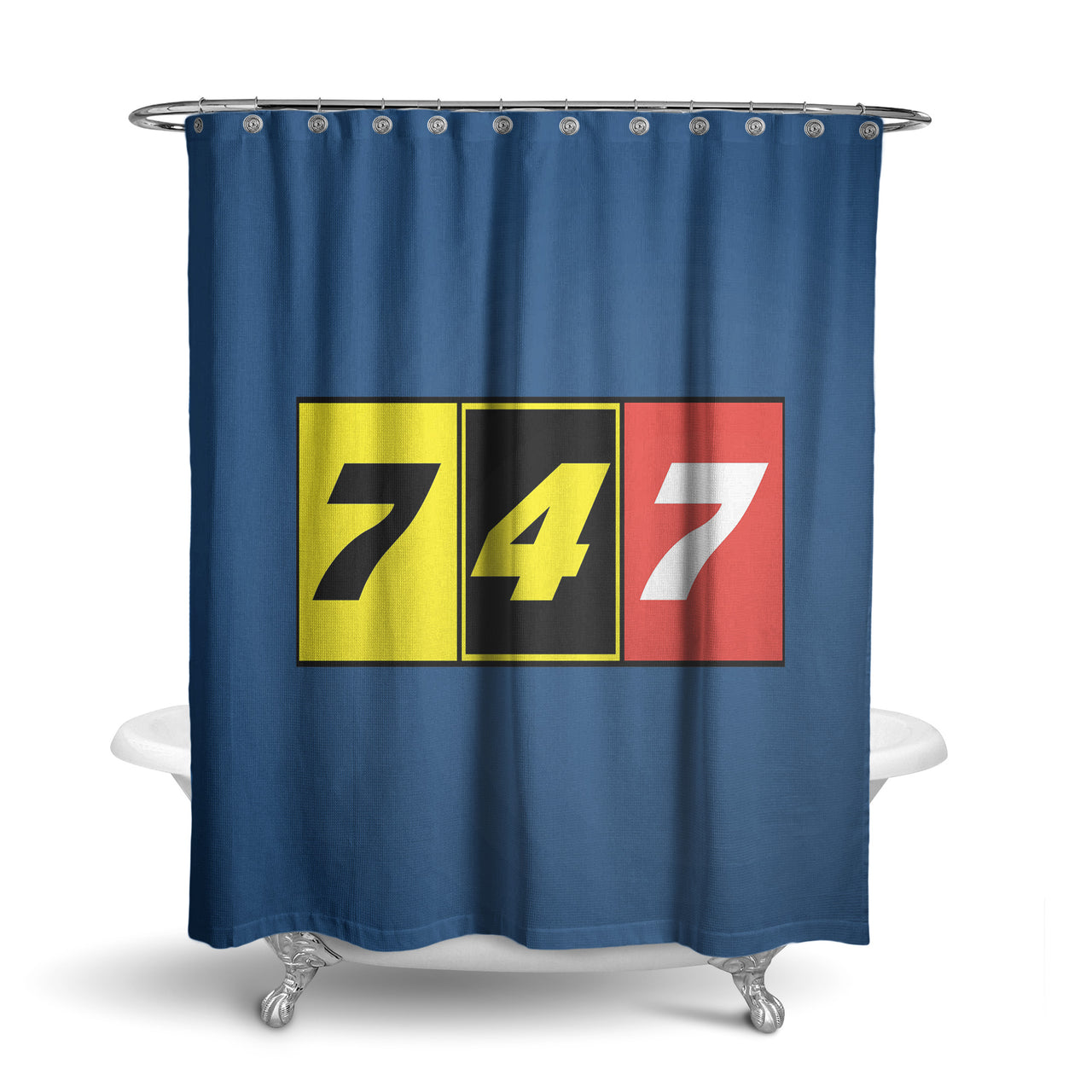 Flat Colourful 747 Designed Shower Curtains
