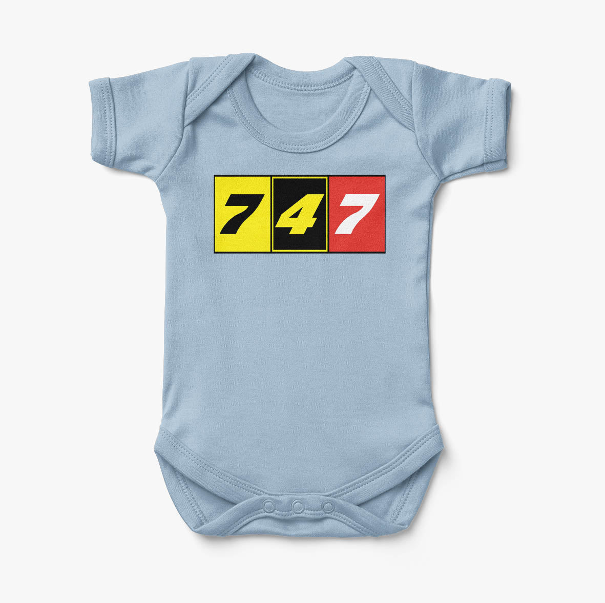 Flat Colourful 747 Designed Baby Bodysuits