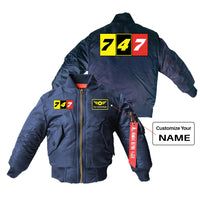 Thumbnail for Flat Colourful 747 Designed Children Bomber Jackets