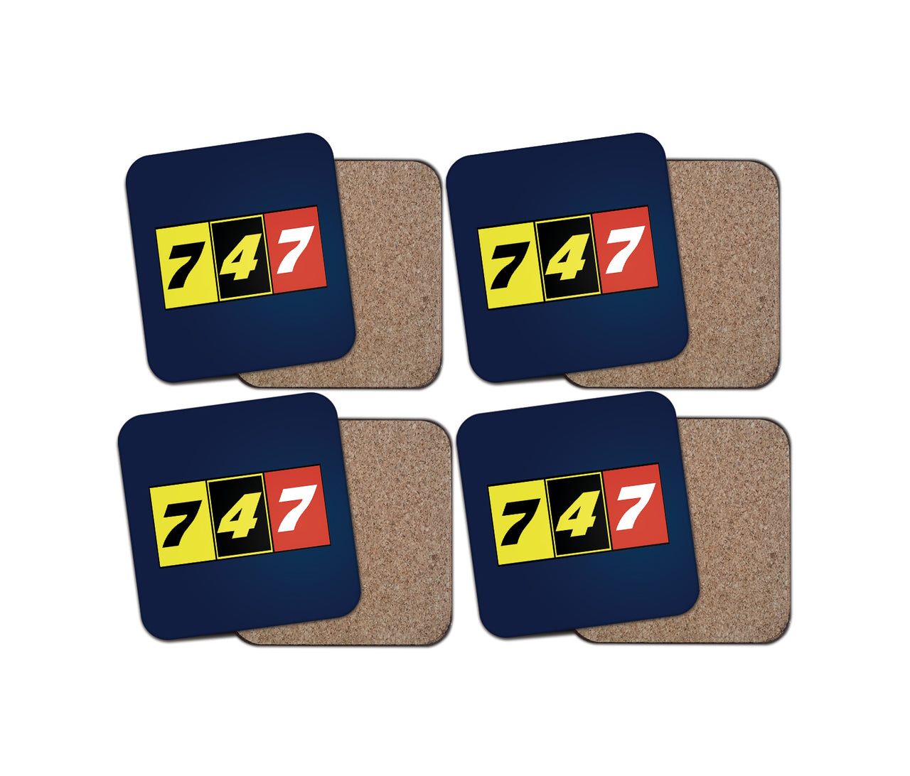 Flat Colourful 747 Designed Coasters