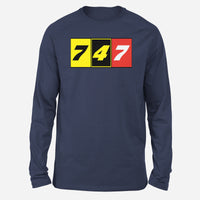 Thumbnail for Flat Colourful 747 Designed Long-Sleeve T-Shirts