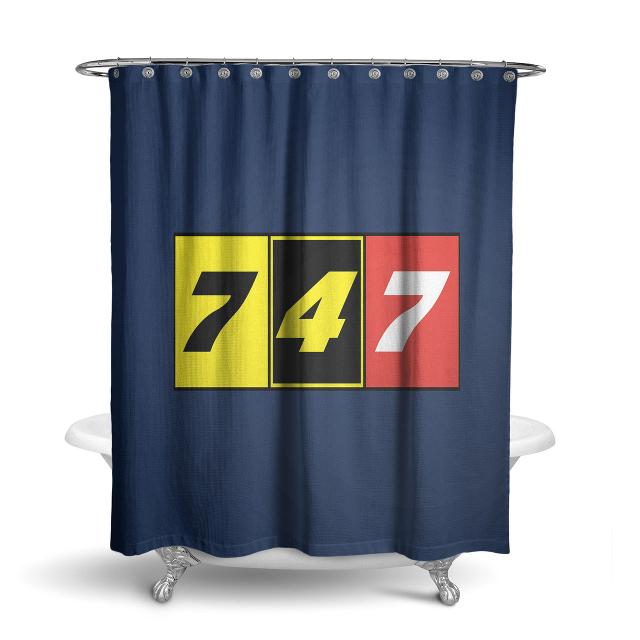 Flat Colourful 747 Designed Shower Curtains