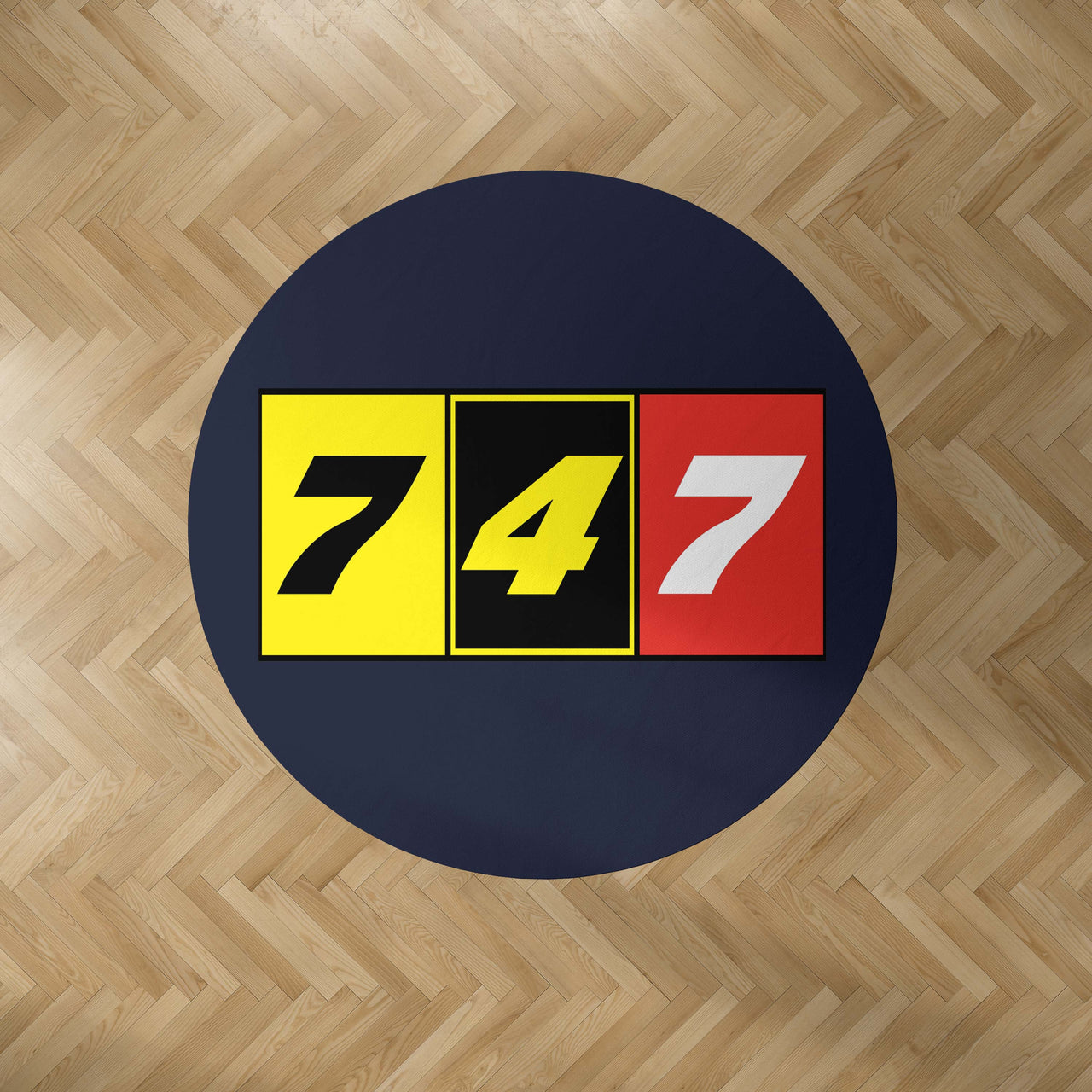 Flat Colourful 747 Designed Carpet & Floor Mats (Round)