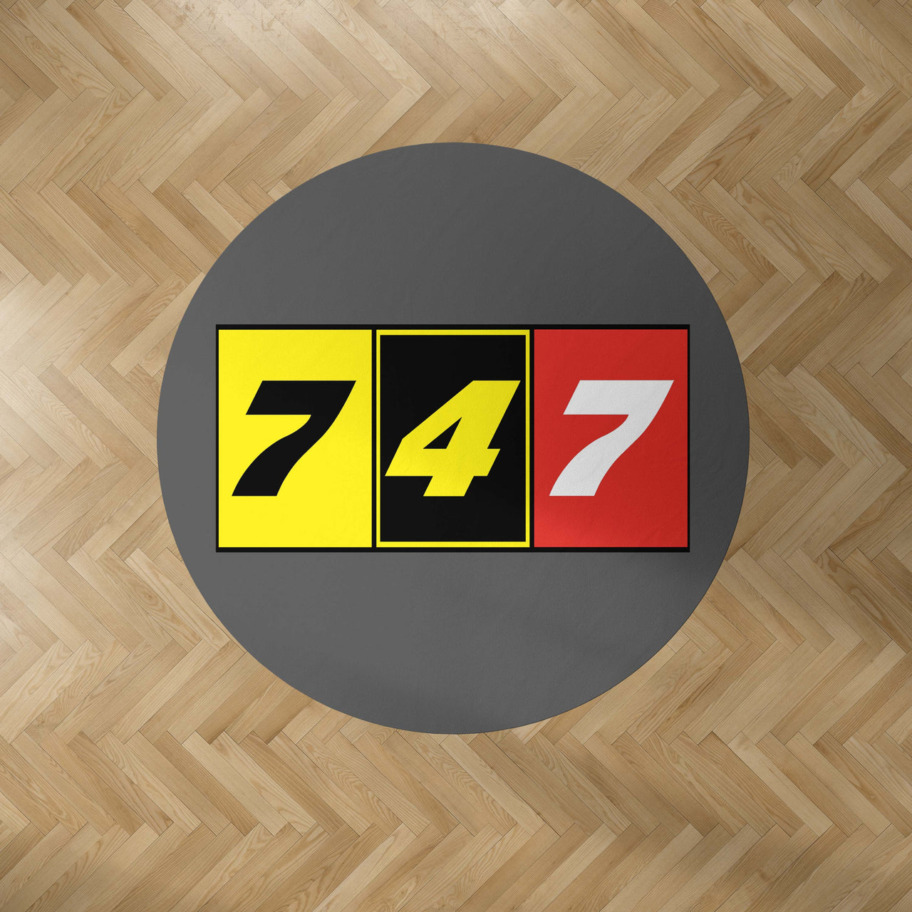 Flat Colourful 747 Designed Carpet & Floor Mats (Round)