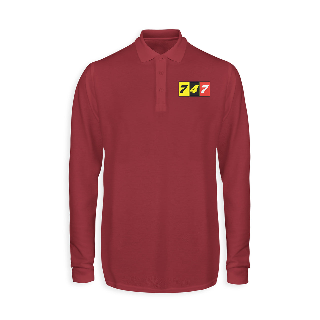 Flat Colourful 747 Designed Long Sleeve Polo T-Shirts
