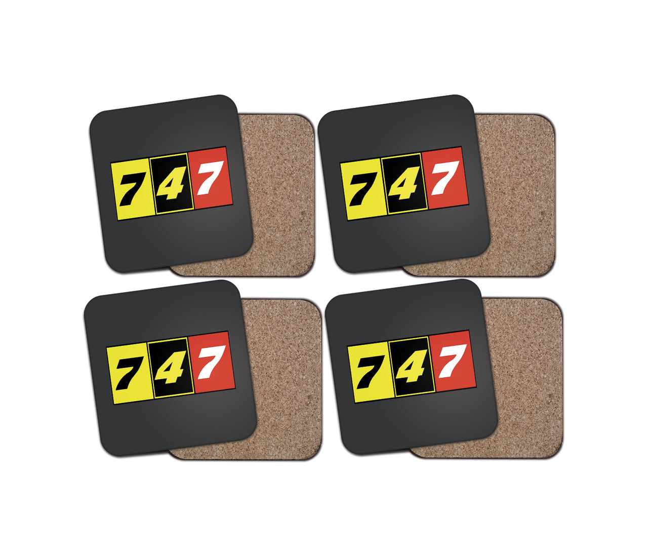 Flat Colourful 747 Designed Coasters