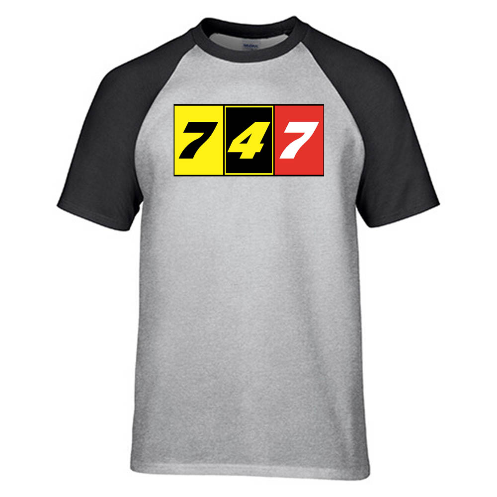 Flat Colourful 747 Designed Raglan T-Shirts