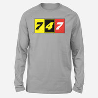 Thumbnail for Flat Colourful 747 Designed Long-Sleeve T-Shirts