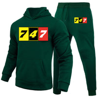 Thumbnail for Flat Colourful 747 Designed Hoodies & Sweatpants Set