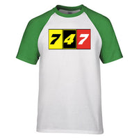 Thumbnail for Flat Colourful 747 Designed Raglan T-Shirts