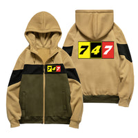 Thumbnail for Flat Colourful 747 Designed Colourful Zipped Hoodies