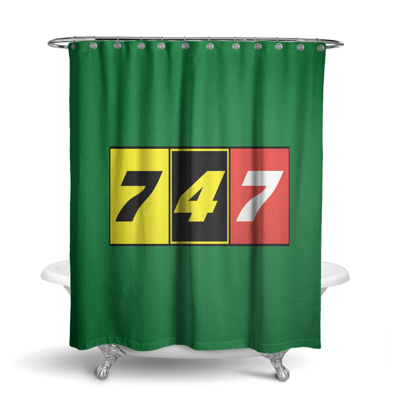 Flat Colourful 747 Designed Shower Curtains