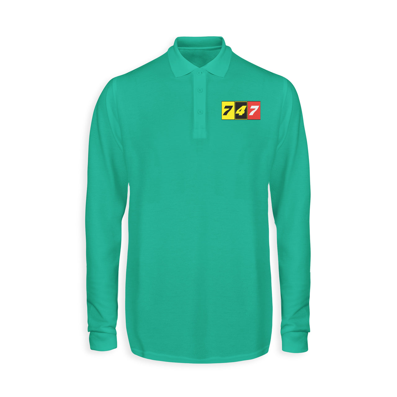 Flat Colourful 747 Designed Long Sleeve Polo T-Shirts