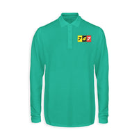 Thumbnail for Flat Colourful 747 Designed Long Sleeve Polo T-Shirts