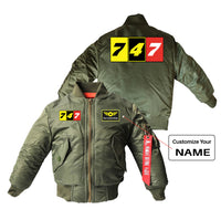 Thumbnail for Flat Colourful 747 Designed Children Bomber Jackets