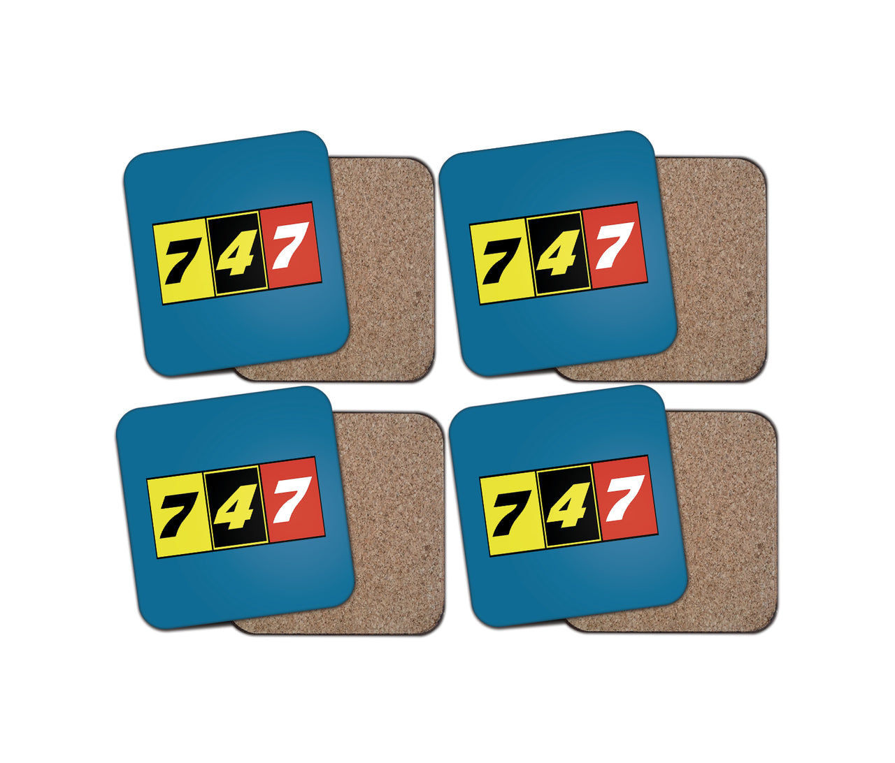 Flat Colourful 747 Designed Coasters
