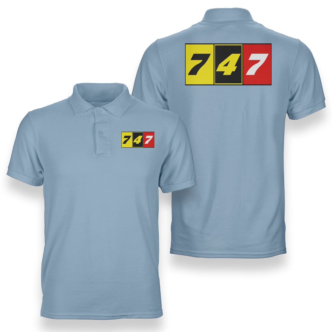 Flat Colourful 747 Designed Double Side Polo T-Shirts