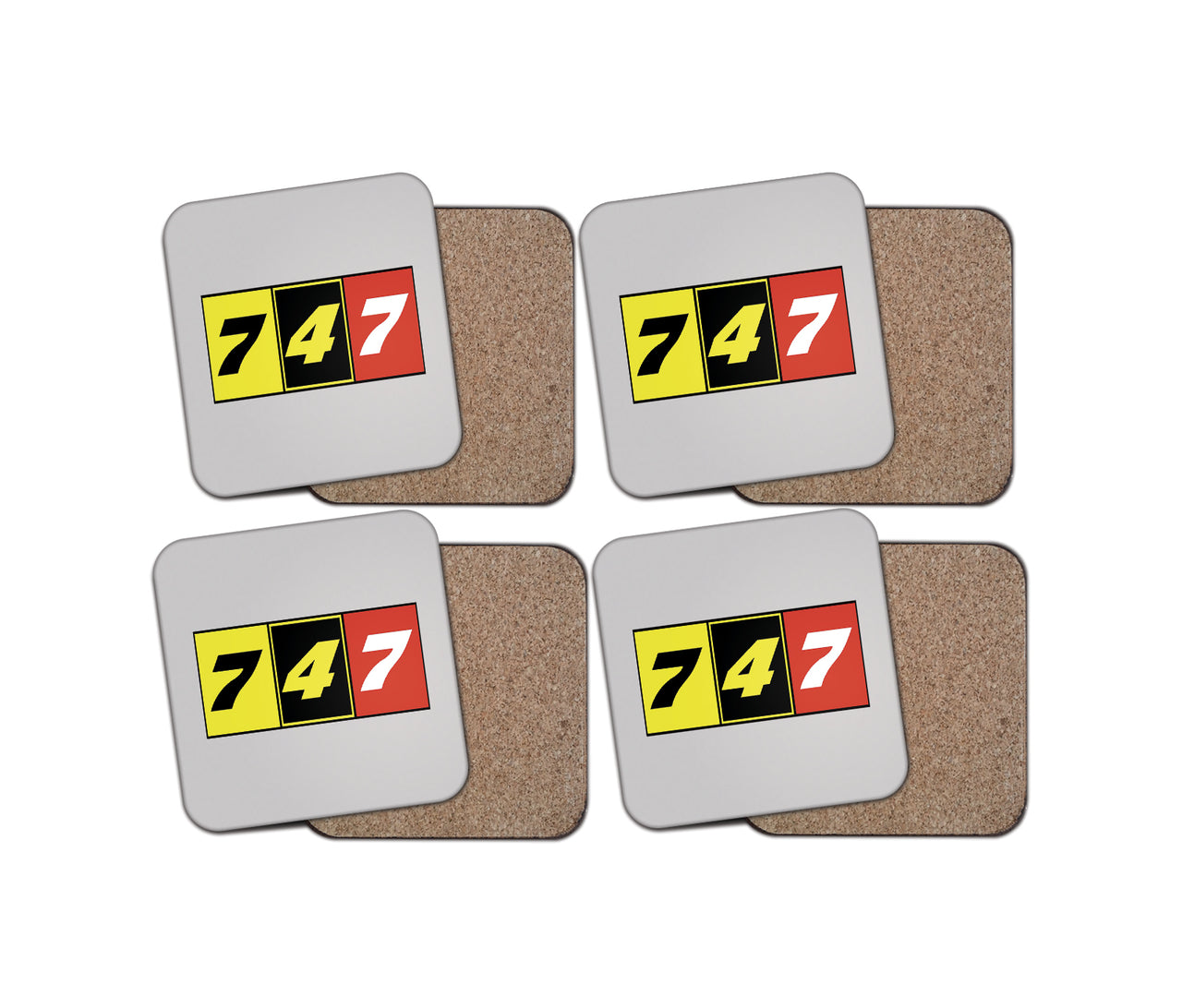 Flat Colourful 747 Designed Coasters