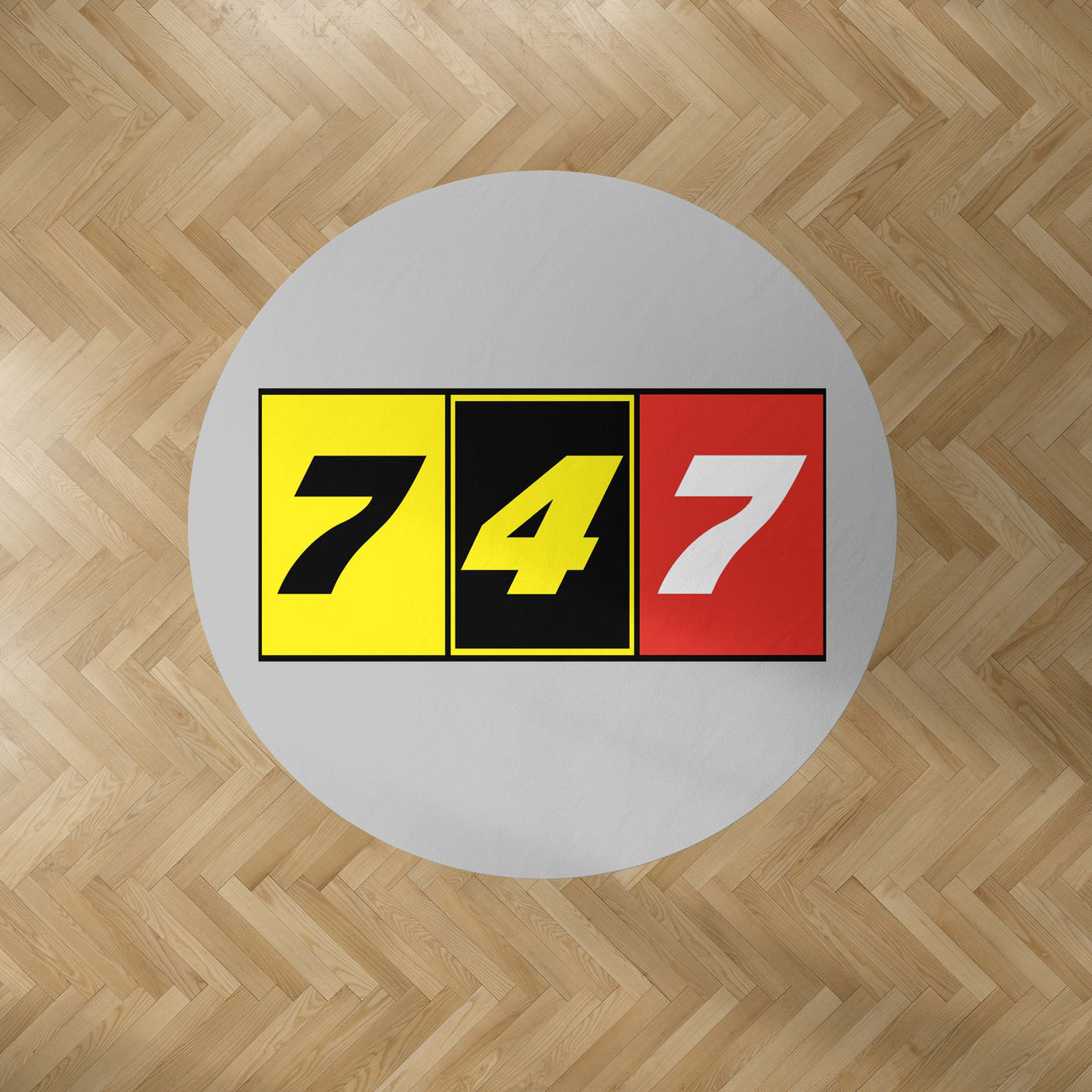 Flat Colourful 747 Designed Carpet & Floor Mats (Round)