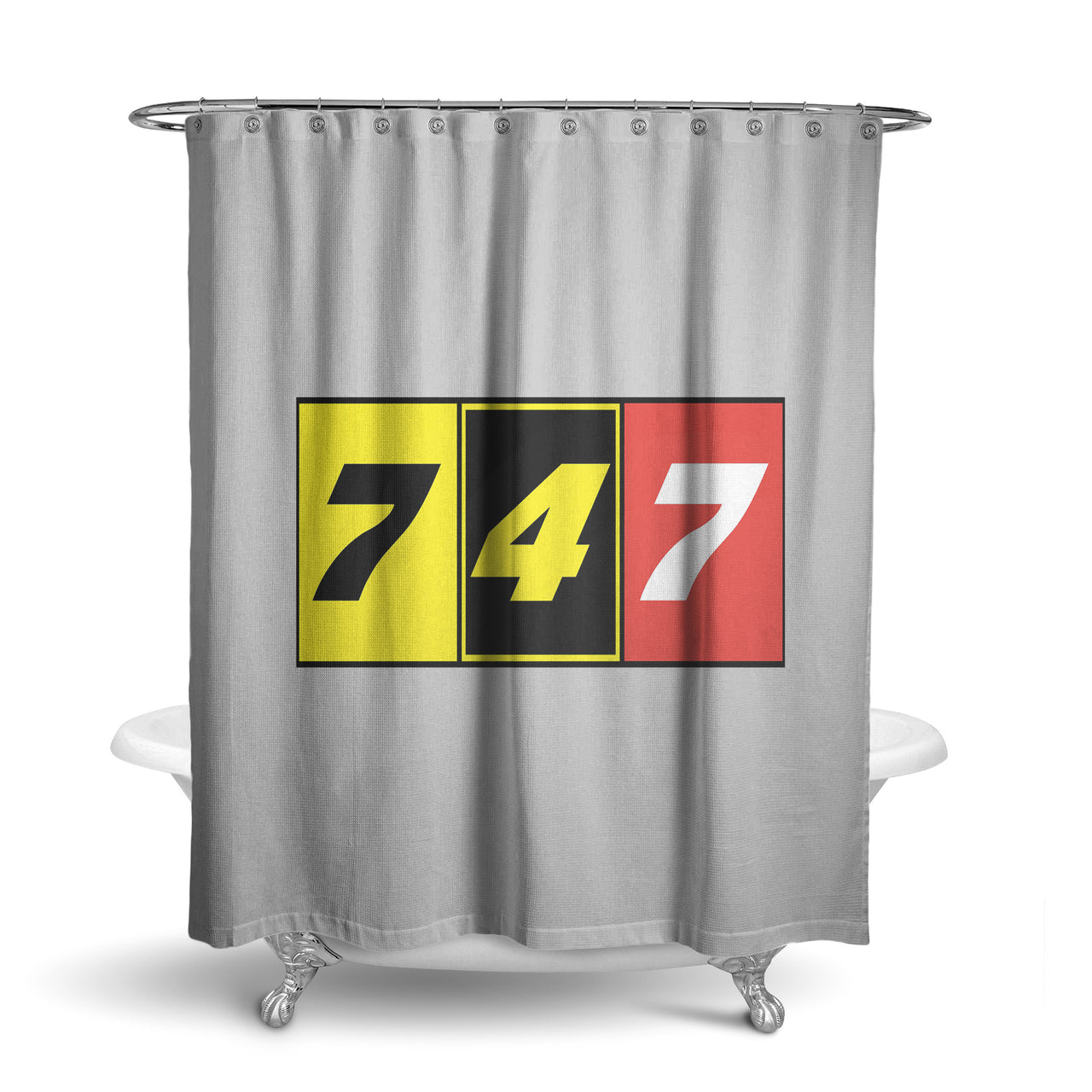 Flat Colourful 747 Designed Shower Curtains
