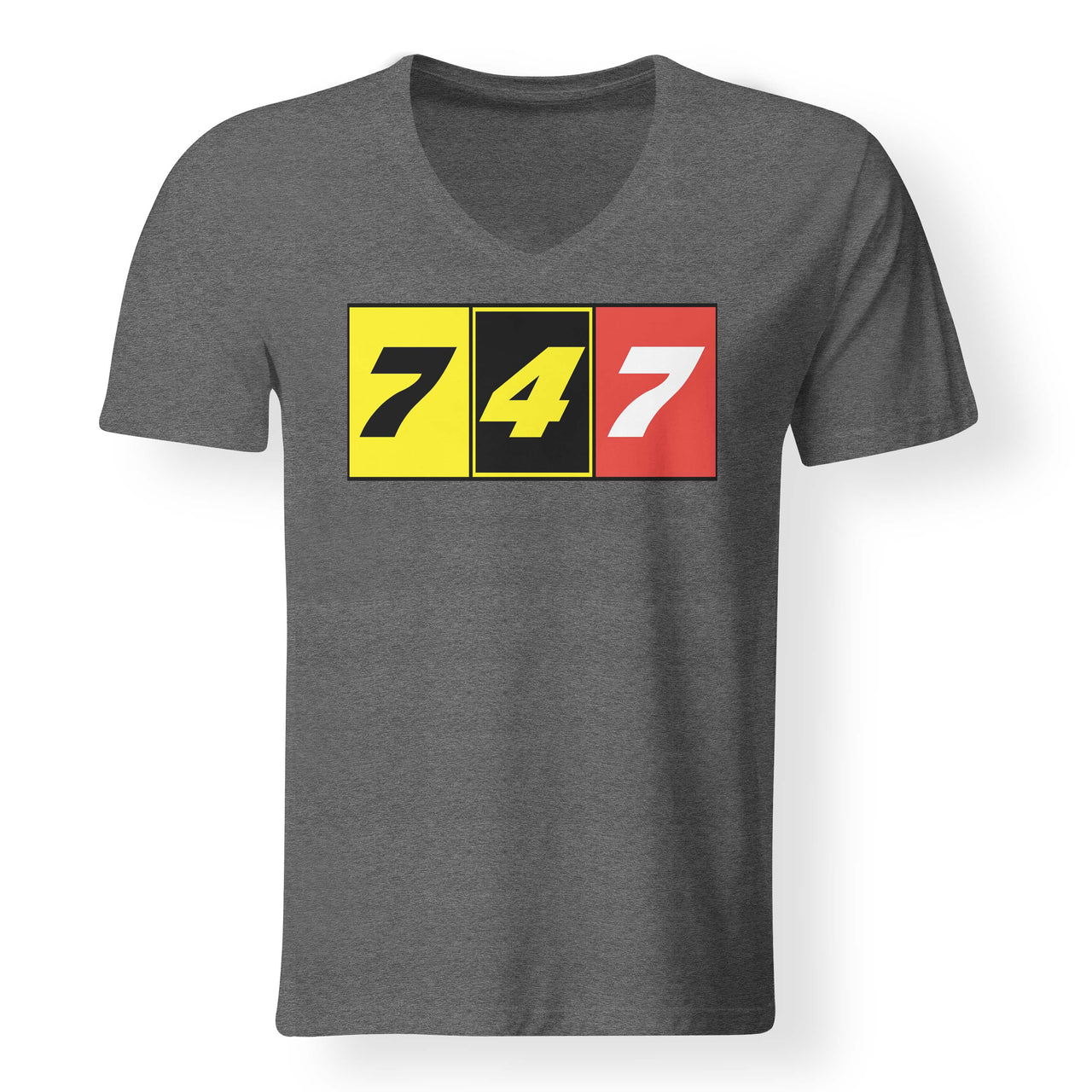 Flat Colourful 747 Designed V-Neck T-Shirts