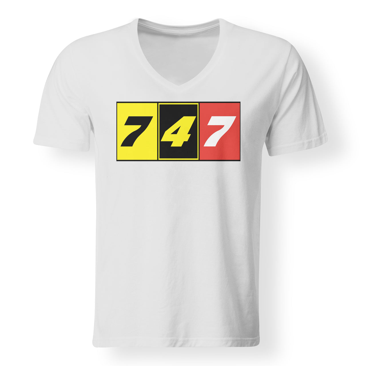 Flat Colourful 747 Designed V-Neck T-Shirts