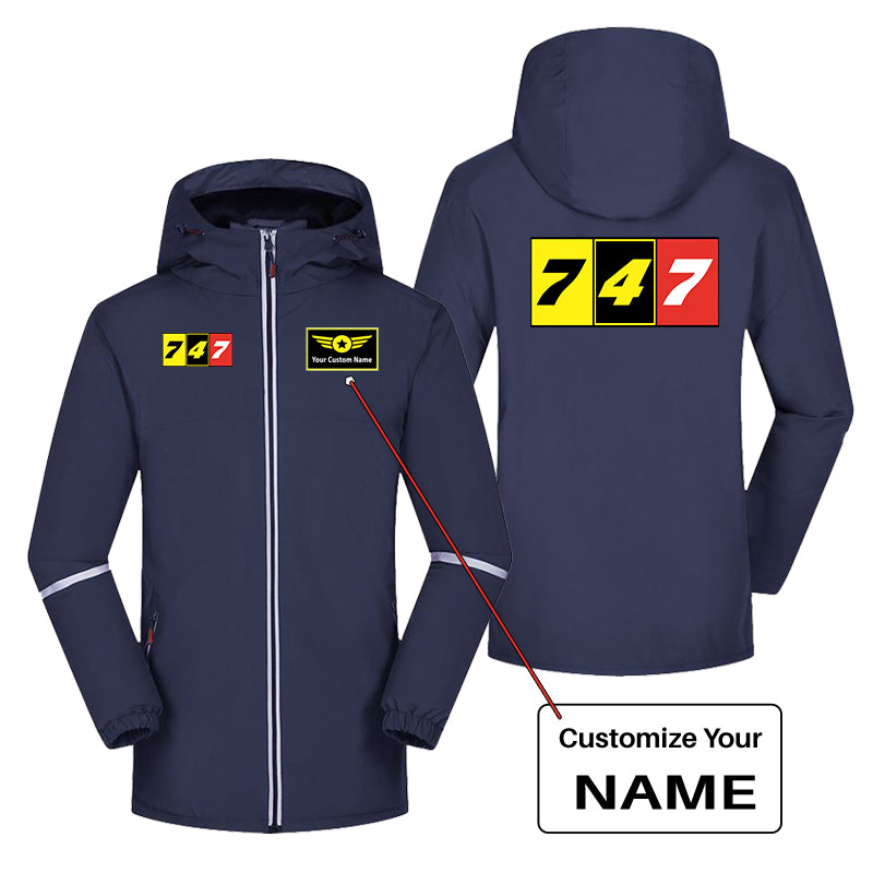 Flat Colourful 747 Designed Rain Coats & Jackets
