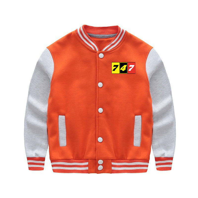 Flat Colourful 747 Designed "CHILDREN" Baseball Jackets