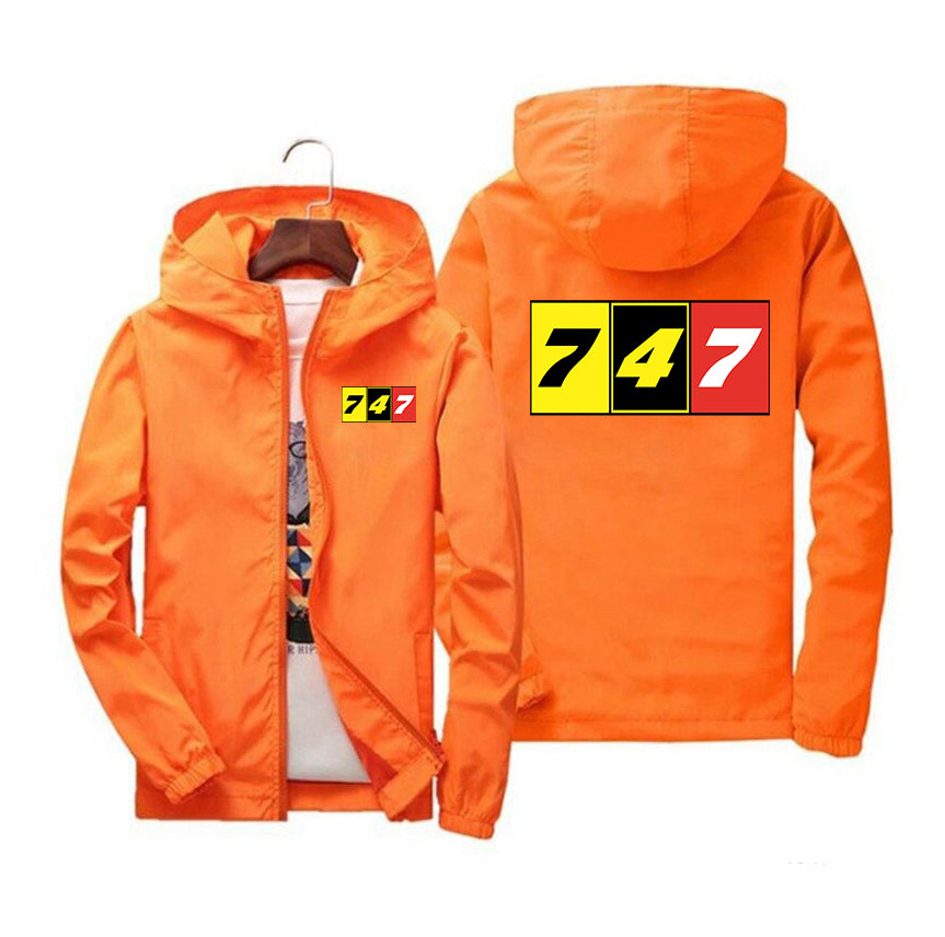 Flat Colourful 747 Designed Windbreaker Jackets