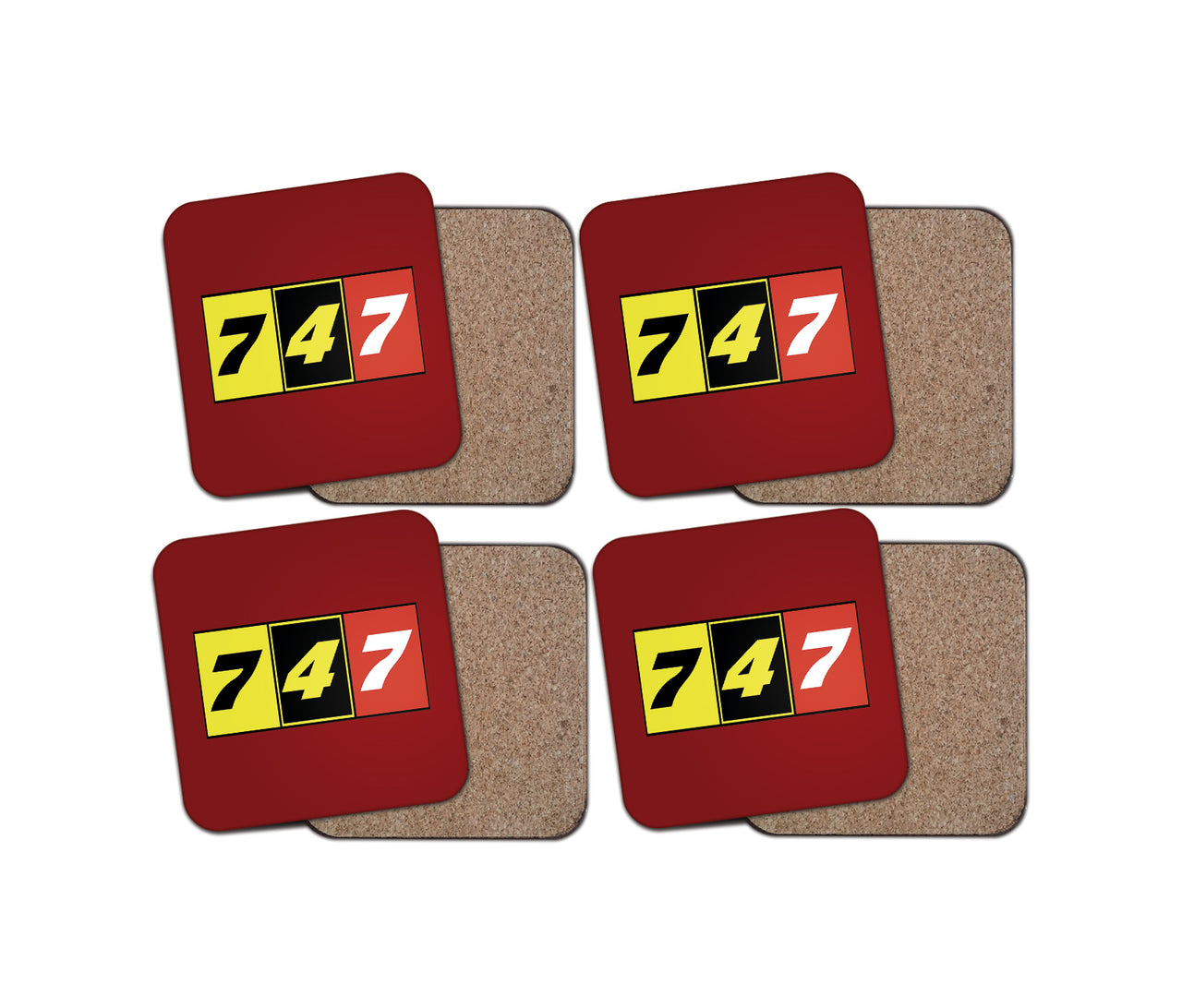 Flat Colourful 747 Designed Coasters