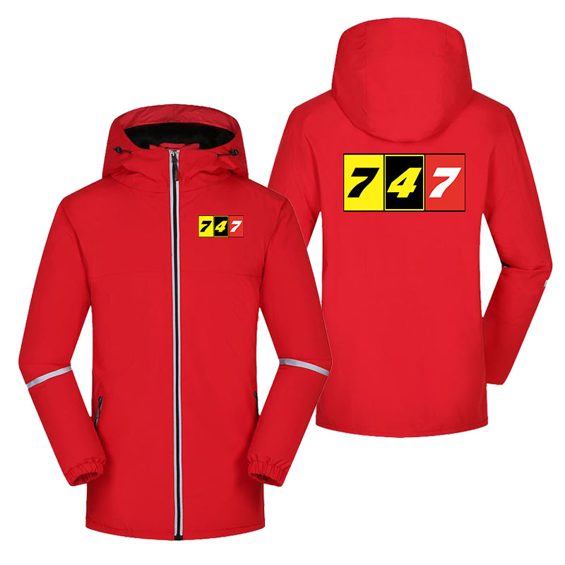 Flat Colourful 747 Designed Rain Coats & Jackets