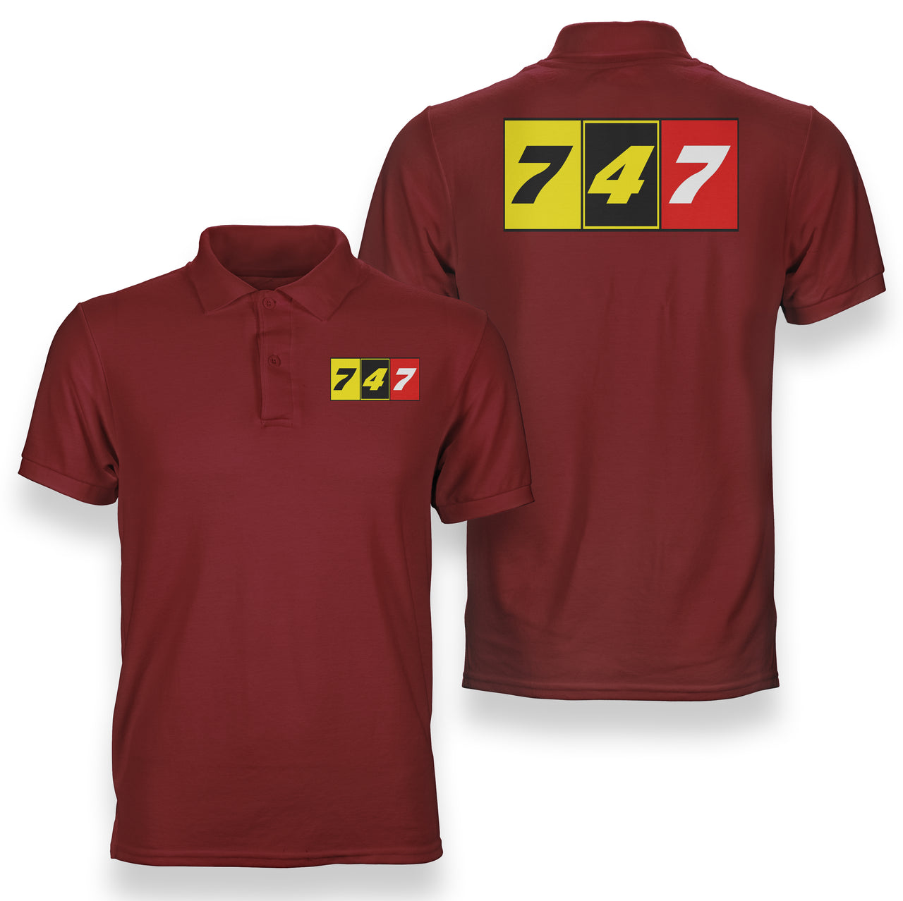 Flat Colourful 747 Designed Double Side Polo T-Shirts