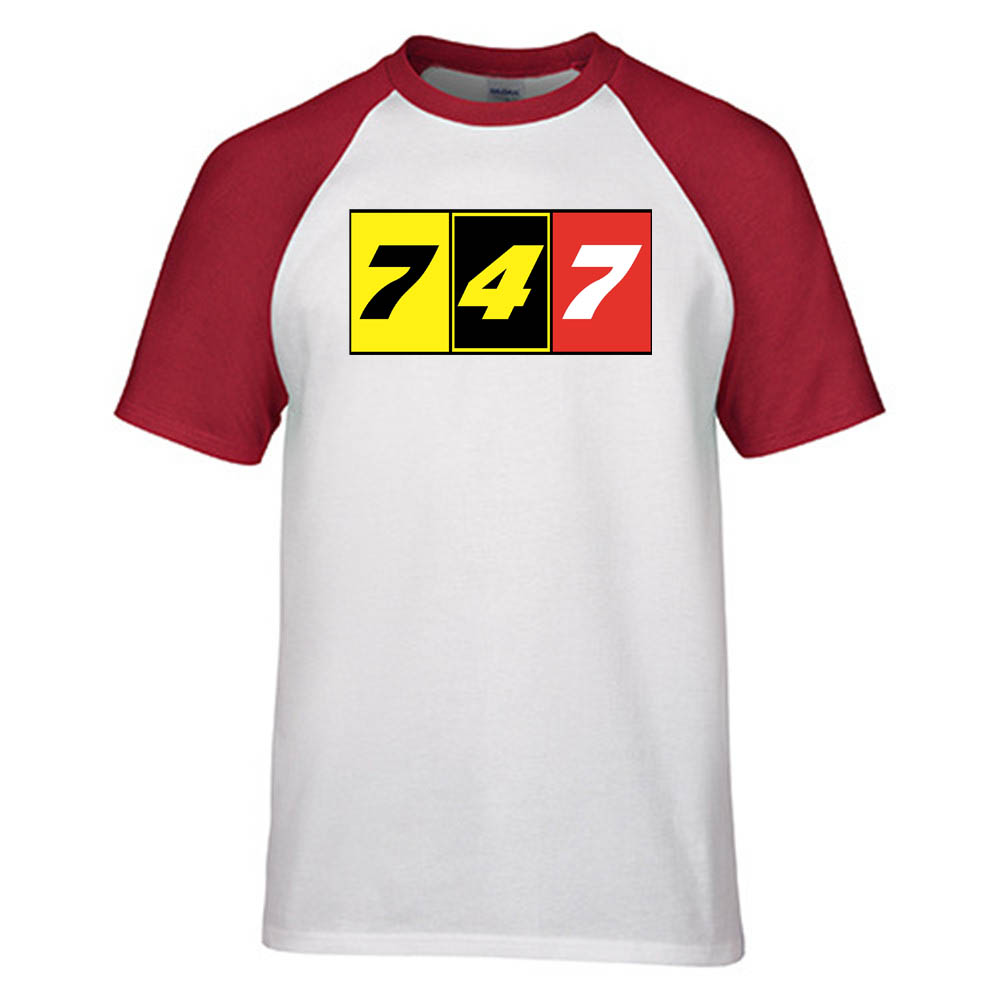 Flat Colourful 747 Designed Raglan T-Shirts