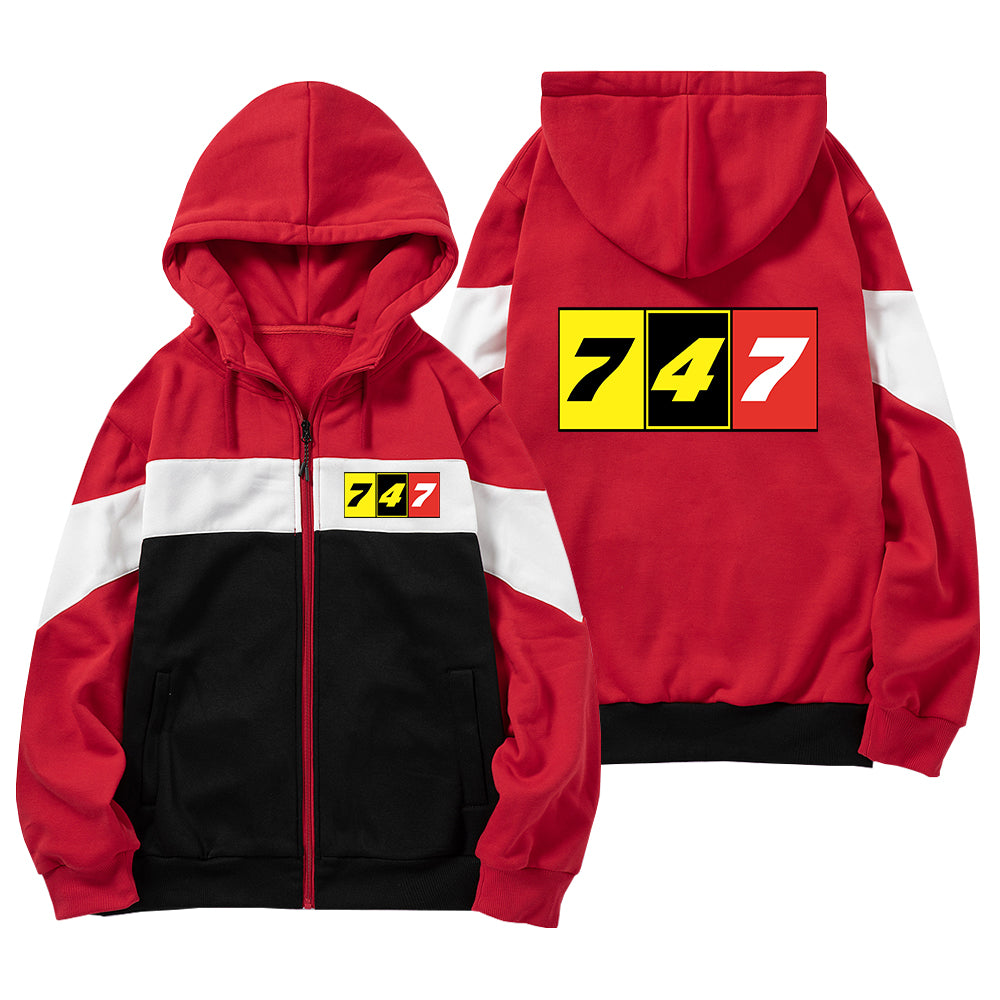 Flat Colourful 747 Designed Colourful Zipped Hoodies