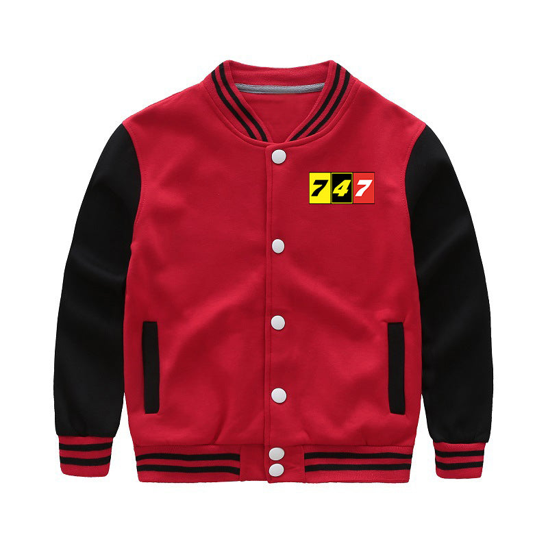 Flat Colourful 747 Designed "CHILDREN" Baseball Jackets