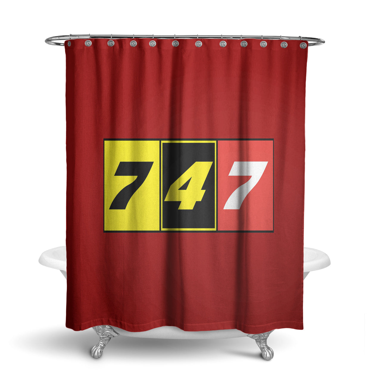 Flat Colourful 747 Designed Shower Curtains